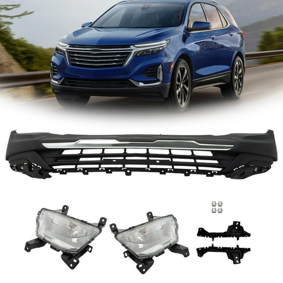 For Chevy Equinox 2022-2023 Front Lower Bumper&Park Lamps&Bracket W/Chrome Trim