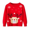thumbnail image 2 of Odeerbi Kids Boys Girls Christmas Sweater Cute Winter Thermal Knit Crewneck Sweater Kids Baby Fall Christmas Pullover Sweater Knitted Bottoming Shirt Kids Clothes Red, 2 of 4