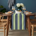 thumbnail image 2 of Navy Blue Green Striped Table Runner - 36 Inch Long, Kitchen Dining Table Runner Dresser Scarves, Gradient Horizontal Lines Farmhouse Decor for Coffee Tables Wedding Party Banquet, 2 of 8