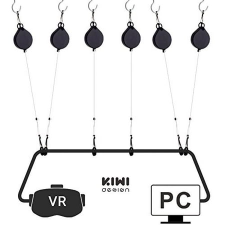 kiwi design vr cable managment | ceiling suspension system for htc vive and htc vive pro virtual reality / oculus rift / playstation vr /microsoft mr vr accessories (6 pack,