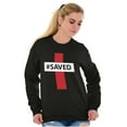 thumbnail image 3 of Saved Hashtag Religious Christian Unisex Plus Fleece Graphic Sweatshirt Brisco Brands 5X, 3 of 5