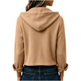 thumbnail image 4 of Corduroy Jackets For Women Vintage Button Down Cropped Jacket With Hood Drawstring Fall Winter Coats With Pockets, 4 of 4