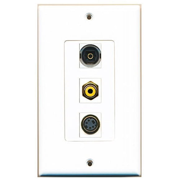 RiteAV - 1 Port RCA Yellow and 1 Port S-Video and 1 Port Toslink Decorative Wall Plate Decorative