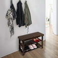 thumbnail image 3 of Homemaid Living Bamboo 3 Tier Shoe Rack Bench (Brown), 3 of 7