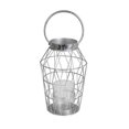 thumbnail image 1 of Benzara BM203672 Geometric Design Metal Candle Holder with Glass Hurricane, Silver - Large, 1 of 1