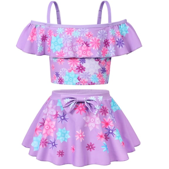 Marendyee One Piece Princess Series Girls' Swimwear Short-Sleeve Swim Dress with Sun Protection Skirted Swimsuit Suitable for ages 1-10 Years