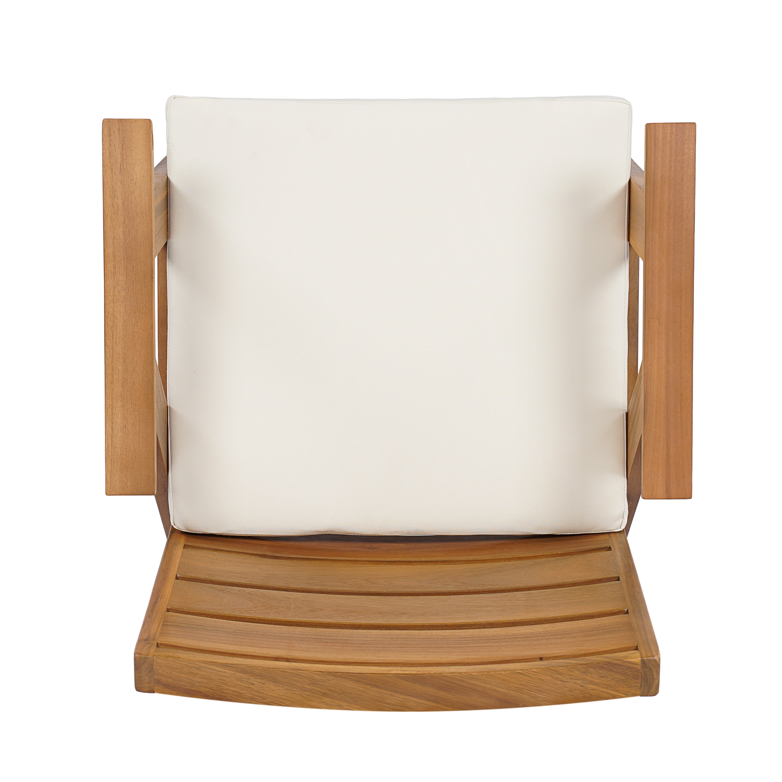 Set of 2 Outdoor Dining Chairs with Acacia Wood Frame and Beige Washable Cushions, Patio Chairs and Garden Seating for Backyard Poolside, Teak Finish