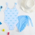 thumbnail image 5 of WRKEKC Toddler Swimsuit Girl Bow Stripe Print Ruffled Skirted One Piece Bathing Suit 4-7 Years, 5 of 9