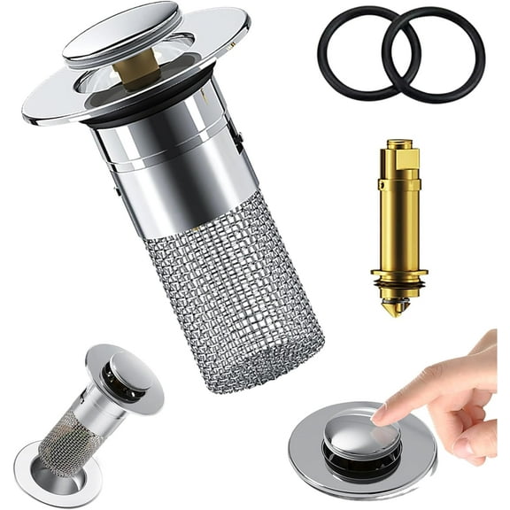Bathroom Sink Stopper Hair Catcher, Pop Up Sink Drain Filter with Removable Stainless Steel Filter Basket Hair Catcher, for US Bathroom Sink Stopper Replacement, Bathroom Sink Drain Strainer (1Pc),1pc
