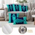 thumbnail image 6 of Tropical Fish Outdoor Waterproof Pillow Covers, Mandalas Boho Modern Green Abstract Stripe Decorative Square Throw Pillowcase Sofa Cushion Sham for Patio/Couch/Chair, 18"x18" 2 Pack, 6 of 8