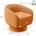 thumbnail image 2 of SUNVIVI Swivel Barrel Chair, Comfy Accent Chair with 360-Degree Base, Orange Velvet Upholstered Chair, Modern Round Club Chair for Living Room, Bedroom, Office, 2 of 9