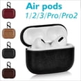 thumbnail image 2 of Compatible with Airpods 4 Case Cover Genuine Leather AirPod Pro 2nd Generation Case Men iPod Pro Leather Protective Covers Ear (Light brown,Airpods 3), 2 of 8
