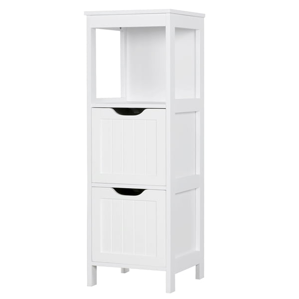 QISE Floor Bathroom Cabinet Free Standing Storage Cabinet Furniture,White Bathroom Storage Cabinet Order is Delivered Within 3-10 Days Wooden Modern Home Bathroom Storage Organizer