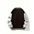 thumbnail image 2 of Letter Print Varsity Jacket, Men's Casual Color Block Button Up Jacket For Spring Fall School Baseball, 2 of 5