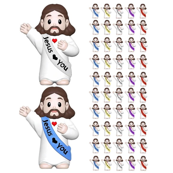 NOVELAR Jesus Loves You Figurines, 1.38 in Tall, Assorted Colors, Uplifting Gifts for Friends, Ideal for Sunday School Rewards and Party Favors
