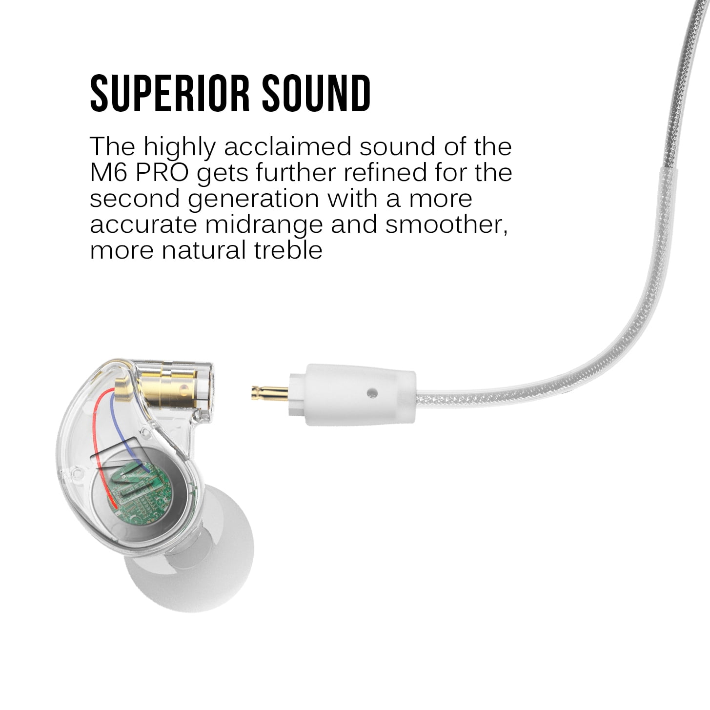 MEE audio M6 PRO In Ear Monitor Headphones for Musicians, 2nd Gen Model With Upgraded Sound, 2 Cords