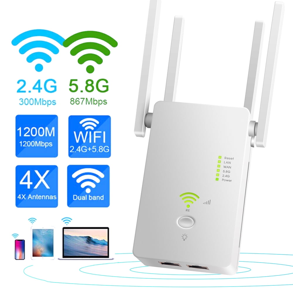 smog Slecht boksen Mosiee 5G Dual Band WiFi Range Extender 1200Mbps WiFi Repeater with RJ45  Cable Wireless Signal Booster for Home - Walmart.com
