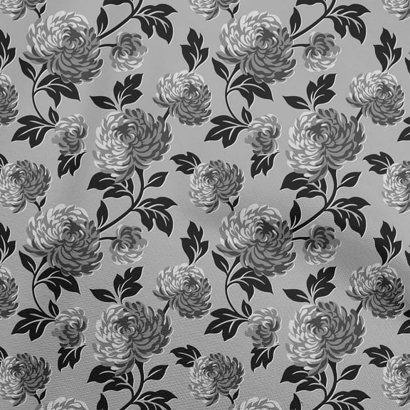 oneOone Polyester Spandex Gray Fabric Floral Sewing Craft Projects Fabric Prints By Yard 56 Inch Wide