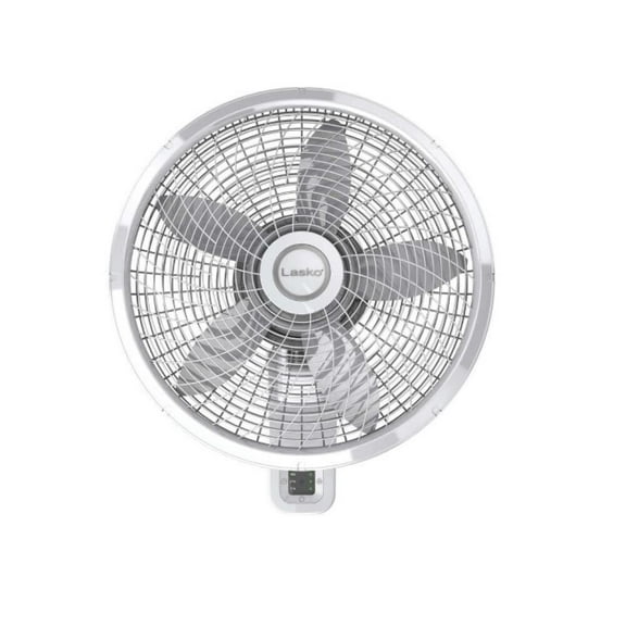 Lasko 18" 3-Speed Oscillating Remote Controlled Wall Mount Fan, White, M18950