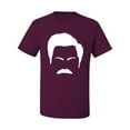 thumbnail image 2 of Wild Bobby, White Parks and Rec Fans Ron Swanson Mustache Face Silhouette, Pop Culture, Men Graphic Tee, Maroon, X-Large, 2 of 4