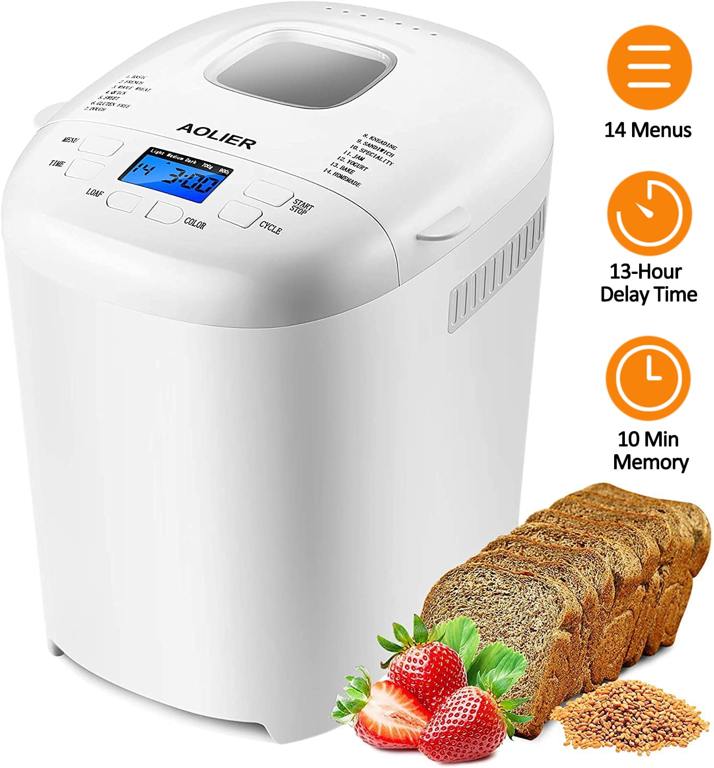 Details about   Automatic Bread Maker Machine 17-in-1 Keep Warm Nonstick Pan 14 Settings 2 LB 