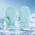thumbnail image 2 of Zanarzt Snow Gloves for Kids Children's Warm Thick Fleece Lined Winter Gloves Solid Color with Fingerless Design Light Blue,1-2 Years, 2 of 7
