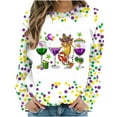 thumbnail image 4 of Jjayotai Womens Mardi Gras Sweatshirt, Oversized Crewneck Sequin Long Sleeve Casual Pullover Tops, Suit for Parade Multicolor L, 4 of 5
