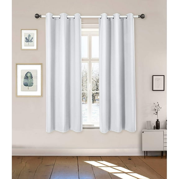 100% Blackout Linen Textured Curtains, Thermal Insulated & Noise Reducing, Energy Saving, Set of 2 Panels, 55x63”, White