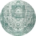 thumbnail image 1 of Ahgly Company Indoor Round Traditional Cadet Blue Green Medallion Area Rugs, 3' Round, 1 of 6