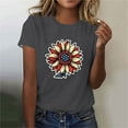 thumbnail image 2 of Htigea July 4th Womens Sunflower T-Shirt Cotton American Flag Short Sleeve Patriotic T Shirts Proud Independence Day Celebration Tees Dark Gray,2XL, 2 of 4