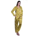 thumbnail image 2 of Moomaya Ensemble de Pyjama à Manches Longues et Shorts pour Femmes, Pyjama en Satin avec Boutons, 2 of 6