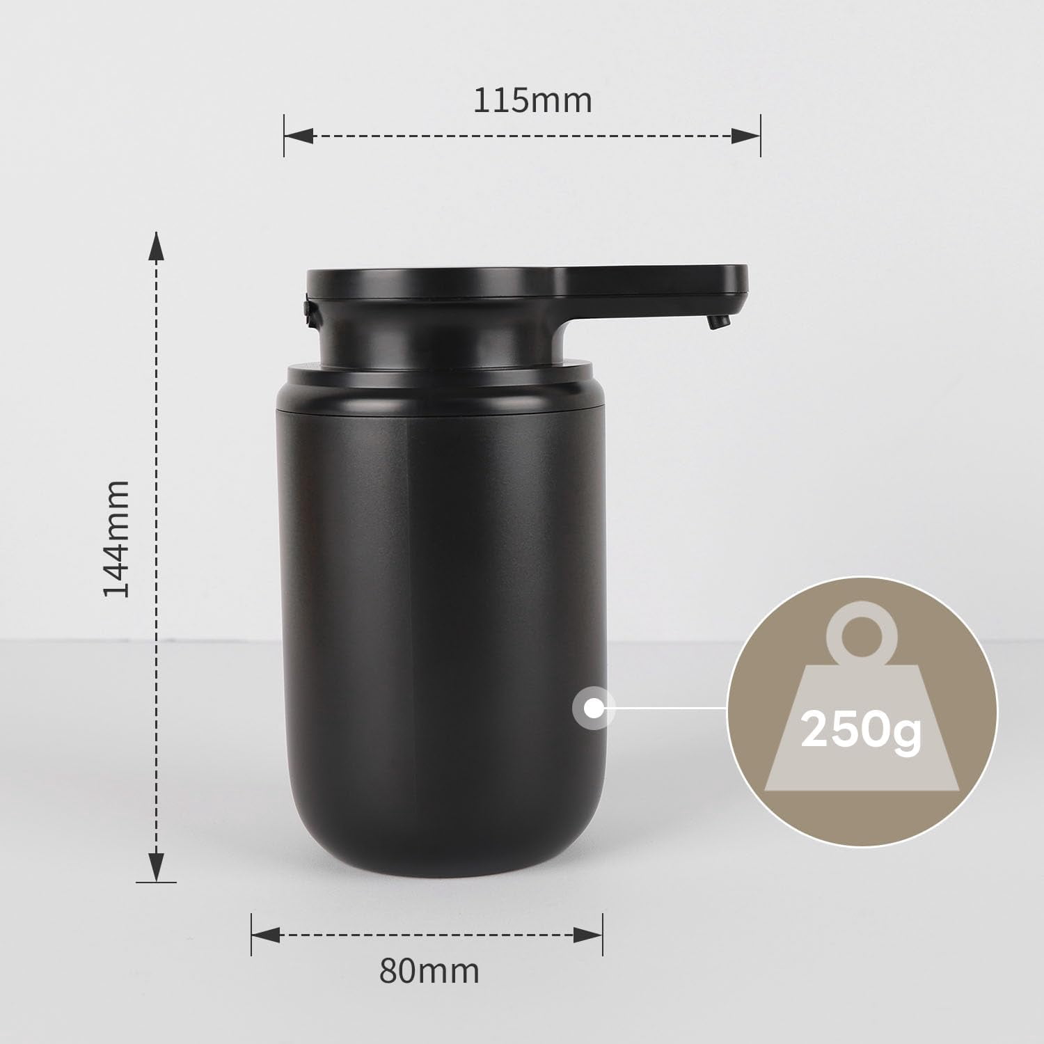 Lococo Automatic Foaming Soap Dispenser, Rechargeable Touchless Foam Hand Soap Dispenser for Bathroom, Soap Pump for Kitchen, Water-Resistant, Xmas Gift 10oz, Black
