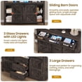 thumbnail image 2 of Afuhokles 6 Drawers Dresser for Bedroom with 2 Sliding Barn Door, Farmhouse LED Lights Dresser Organizer Storage, Rustic Oak, 2 of 5