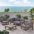 thumbnail image 3 of Morgan Outdoor 4 Seater Acacia Wood Loveseat Chat Set, Gray Finish and Dark Gray, 3 of 9