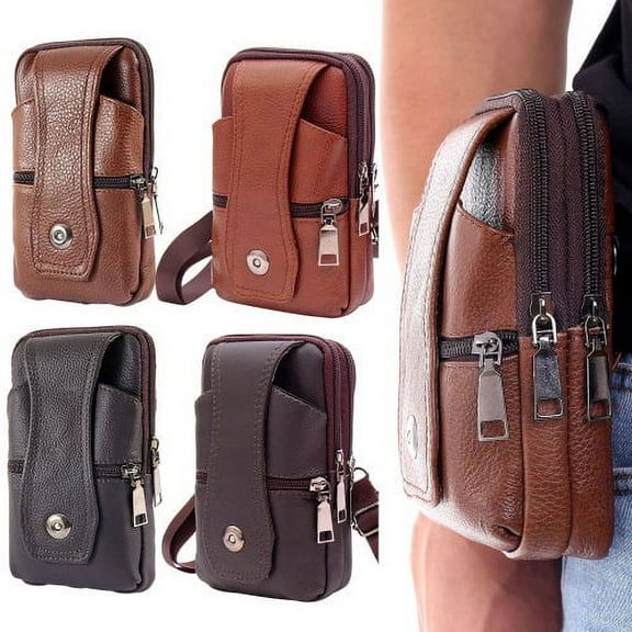 Leaveforme Men ​Mobile Phone Belt Pack Bag Loop Waist Holster Pouch Case​ Cow Leather
