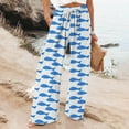 thumbnail image 2 of YUANGUANST Womens Dress Pants Women's Beach Boho Style Loose Casual Straight Leg Pants Office Slacks, 2 of 4