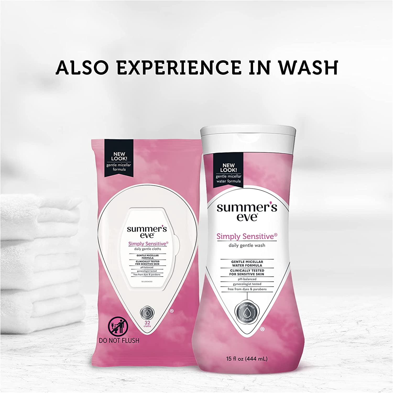 Summer’s Eve Simply Sensitive Daily Gentle Feminine Wipes, pH Balanced, 32 count, 4 Pack