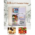 thumbnail image 5 of 3.5 Cu.Ft Compact Refrigerator Mini Fridge with Freezer, Small Refrigerator with 2 Door, 7 Level Thermostat Removable Shelves for Kitchen, Dorm, Apartment, Bar, Office, Cream, 5 of 7