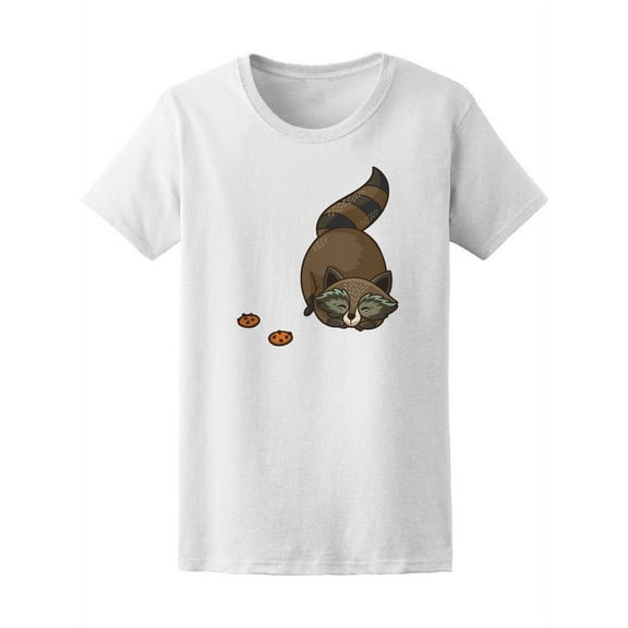 Cute Raccoon With Cookies T-Shirt Women -Image by Shutterstock, Female XX-Large