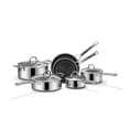 thumbnail image 1 of Juego de ollas y sartenes SNOWCLAD antiadherentes, 10 piezas de utensilios de cocina híbridos de acero inoxidable, sartenes antiadherentes, cacerolas, sartenes y ollas, sartén de cocina sin PFOA, comp, 1 of 5