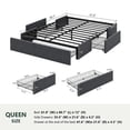 thumbnail image 3 of Amolife Queen Size Upholstered Platform Bed Frame with 3 Storage Drawers, Dark Grey, 3 of 9