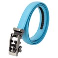 thumbnail image 6 of Leather Ratchet Belt for Women, Trim to Fit 18"- 44" Waist, Automatic Slide Buckle, No Holes, Gift Box by CANDOR AND CLASS (W723 Gunmetal / Sky Blue 25mm width, Small), 6 of 8