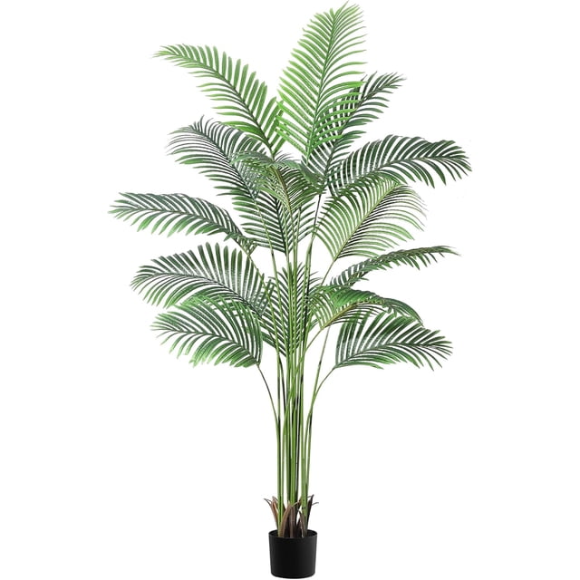 7ft artificial palm tree - 15 trunks, real bark design, 9 adjustable branches. fake tropical paradise palm in pot para indoor oficina en casa moderno decor