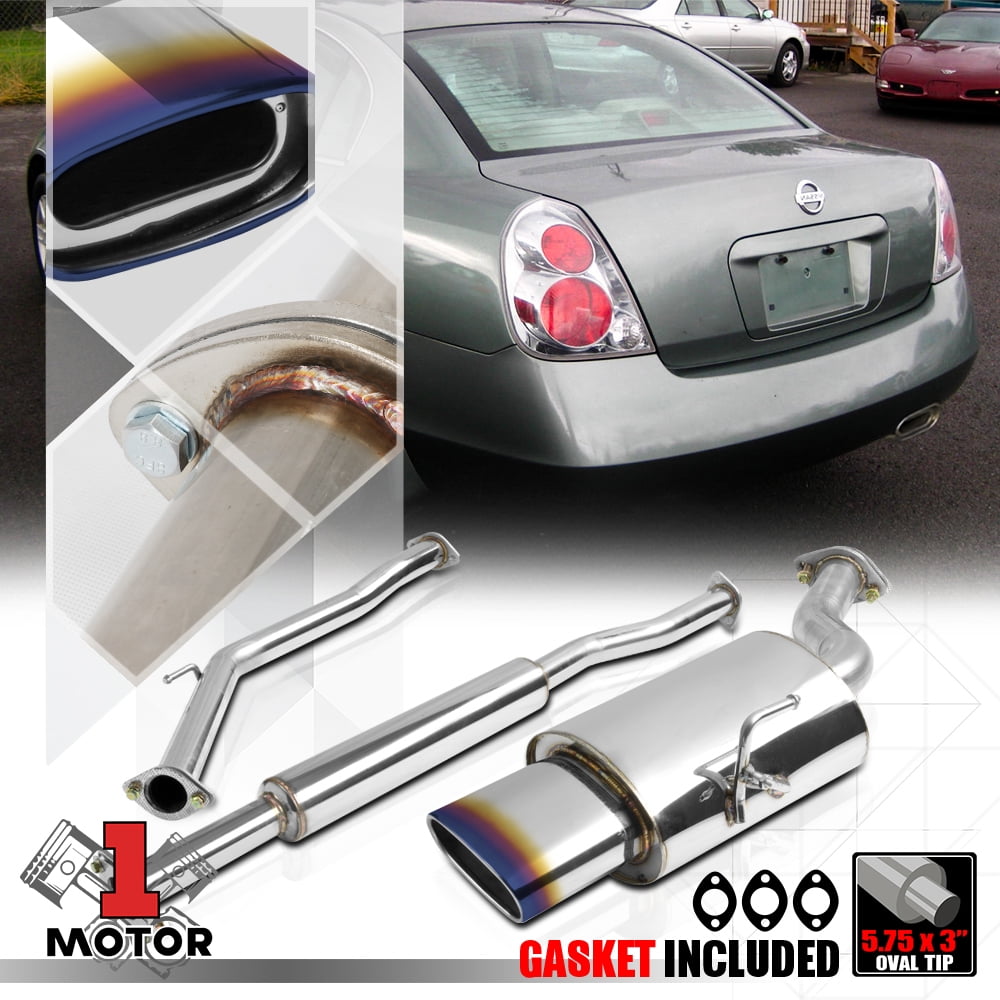 SS 5.75"Oval Rolled Burnt Tip Catback Exhaust System for 0206 Nissan Altima 2.5 03 04 05