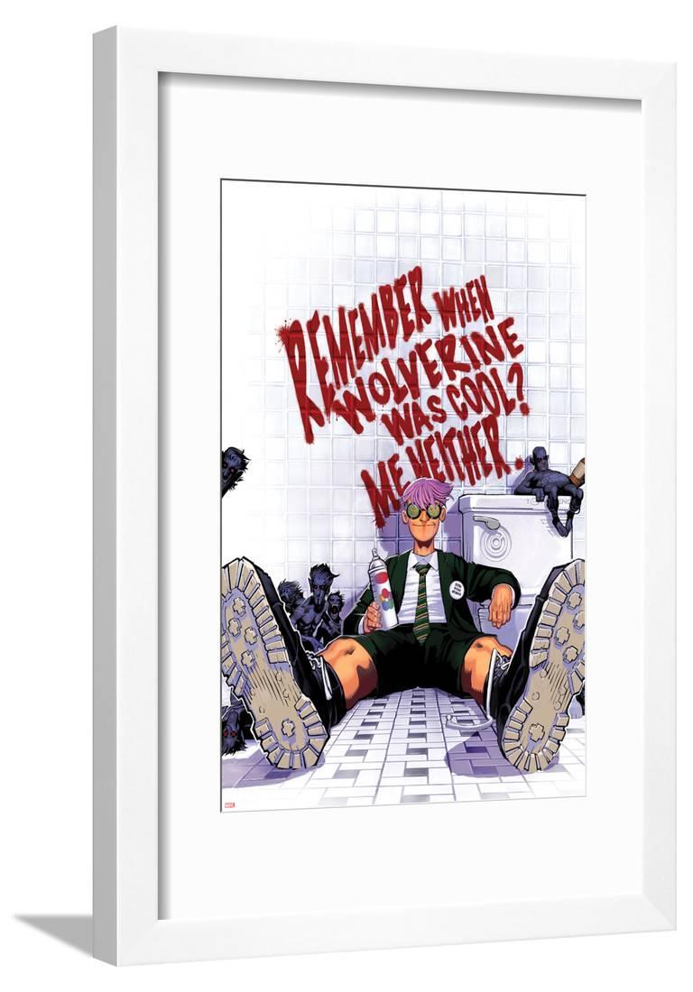 Wolverine The X Men No 3 Cover Quentin Quire Sitting In The Bathroom Framed Print Wall Art By Chris Bachalo Walmart Com Walmart Com