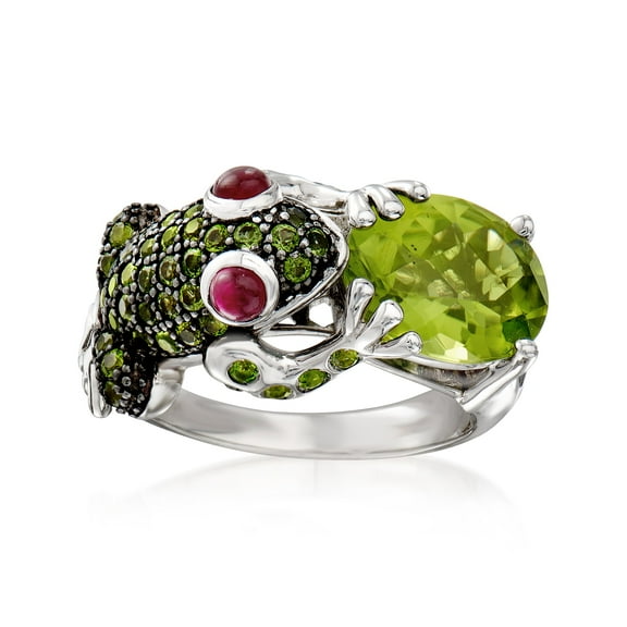 Ross-Simons 4.60 ct. t.w. Multi-Gemstone Frog Ring in Sterling Silver, Women's, Adult