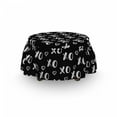 thumbnail image 3 of Abstract Ottoman Cover, Xoxo Brush Stroked Text, 2 Piece Slipcover Set with Ruffle Skirt for Square Round Cube Footstool Decorative Home Accent, Standard Size, Black White, by Ambesonne, 3 of 5