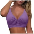 thumbnail image 3 of Hessimy Women Underwire Full Coverage Bikini Top Only Criss Cross Push Up Swim Crop Top Tie Back Bathing Suit(Z03-purple,XL), 3 of 7
