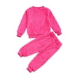 thumbnail image 3 of Sedceaty Kids Winter Tracksuit, Flannel Solid Color Heart Pattern Round-Neck Long Sleeve T-Shirt + Pants for Little Girls, 1-5 Years, 3 of 6