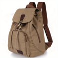 thumbnail image 3 of 1pc New Retro Trendy Girls Outdoor Canvas Backpack, Students School Bag Fashion Backpack, Simple Solid Color Bag, Students Commuter Bag For Daily Use, 3 of 5